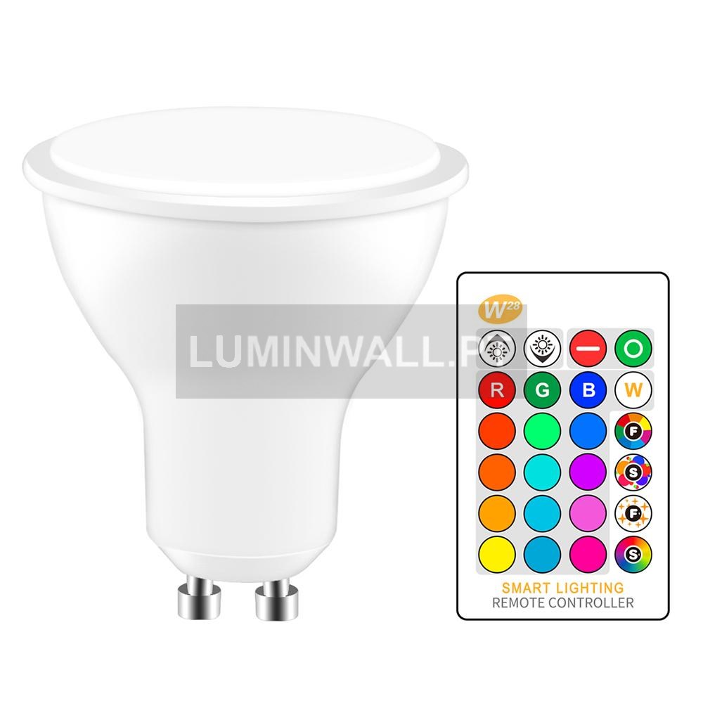 Lâmpada LED GU10 5W 350Lm RGBW C/ Comando