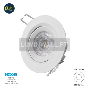 Downlight LED Encastrável 5W 6.400K Redondo Aro Branco