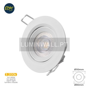 Downlight LED Encastrável 5W 3.200K Redondo Aro Branco