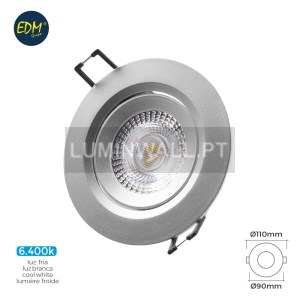 Downlight LED Encastrável 5W 6.400K Redondo Aro Cromado 