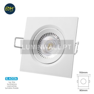 Downlight LED Encastrável 5W 6.400K Quadrado Aro Branco