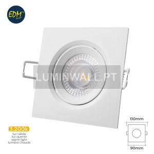 Downlight LED Encastrável 5W 3.200K Quadrado Aro Branco
