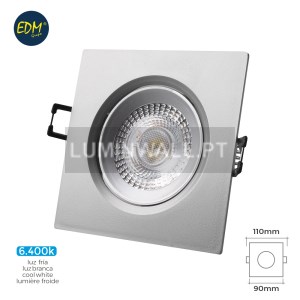 Downlight LED Encastrável 5W 6.400K Quadrado Aro Cromado