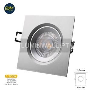 Downlight LED Encastrável 5W 3.200K Quadrado Aro Cromado