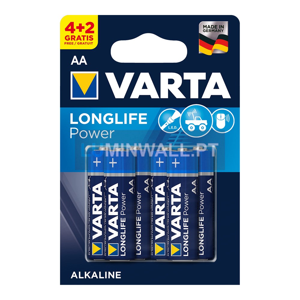 PILHA ALCALINA LR06 VARTA (BLISTER 6 PILHAS 4+2)