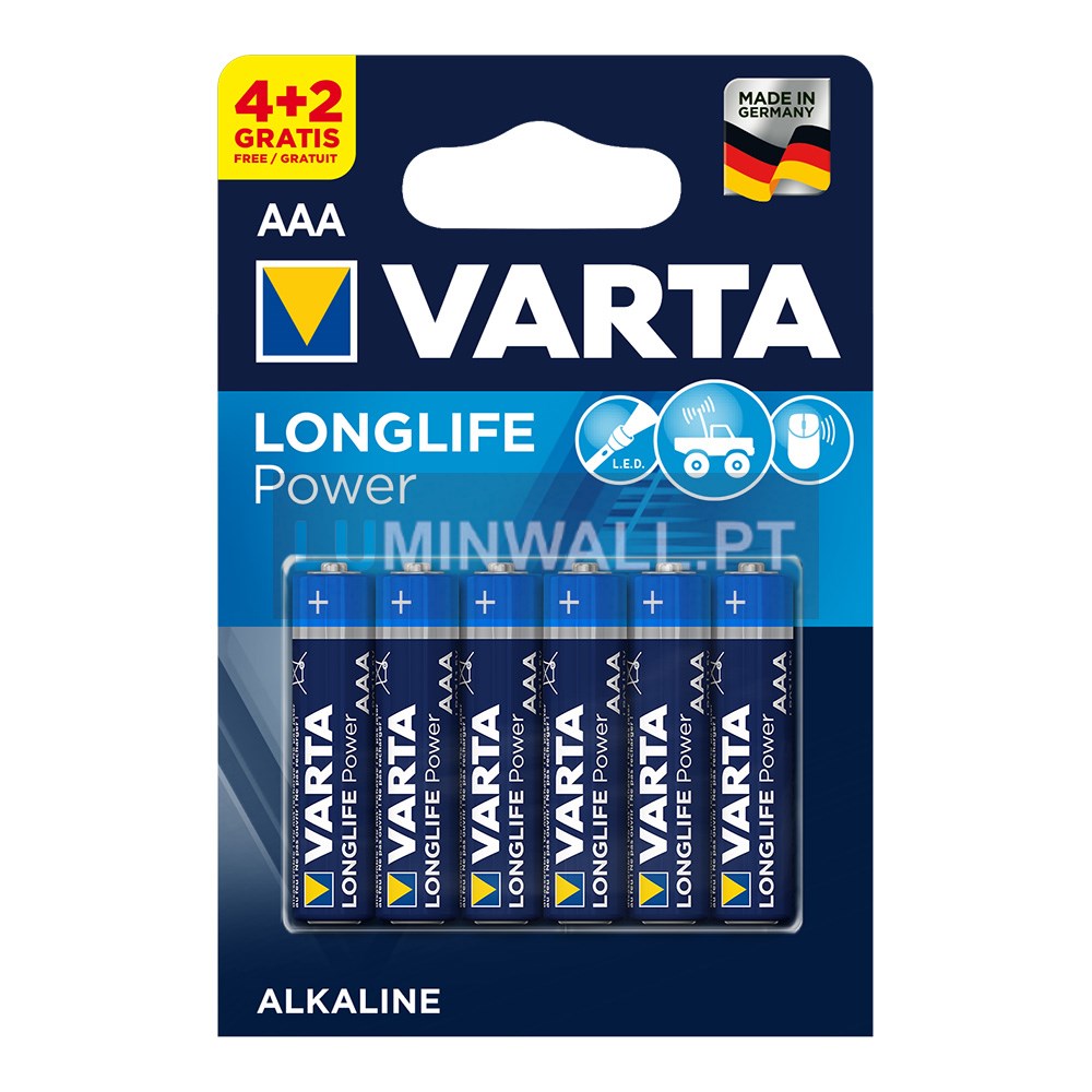 PILHA ALCALINA LR03 VARTA (BLISTER 6 PILHAS 4+2)