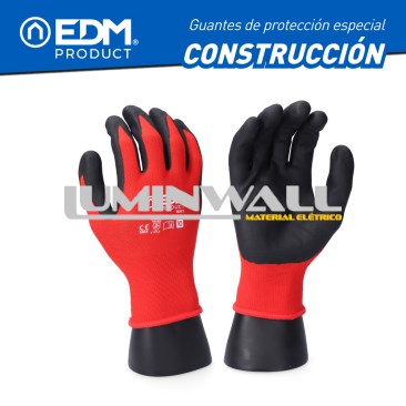 LUVAS DE CONSTRUÇÃO EM POLIESTER REVESTIDO DE LATEX TAMANHO 8
