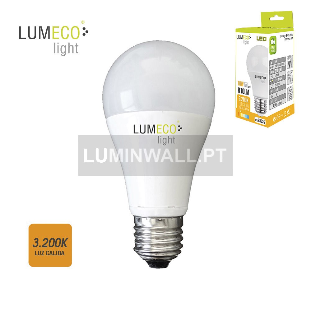 Lâmpada Standard LED E27 10W 810Lm 3.200K Branco Quente