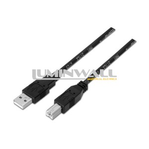 Cabo USB A Macho - USB B Macho 2.0 Preto (1 metro) AISENS