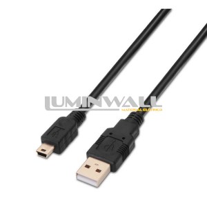 Cabo USB A Macho - Mini USB B Preto (1 metro) AISENS