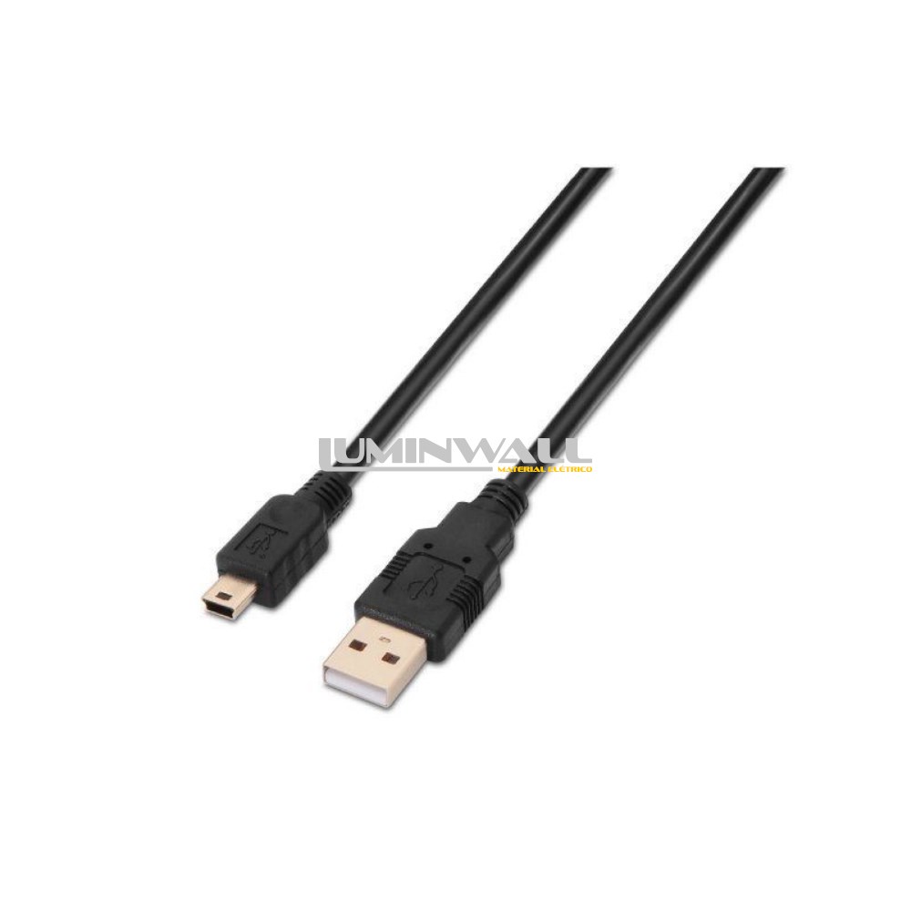 Cabo USB A Macho - Mini USB B Preto (1,8 mts) AISENS