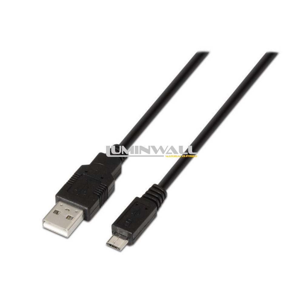 Cabo USB A Macho - Micro USB B Preto (1,8 mts) AISENS