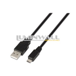 Cabo USB A Macho - Micro USB B Preto (1,8 mts) AISENS