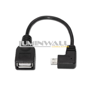 Cabo Adaptador USB Fêmea - Micro USB 90º Macho Preto (15cm) AISENS