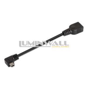 Cabo Mini USB Macho 90º - USB Fêmea 2.0 (15cm) AISENS