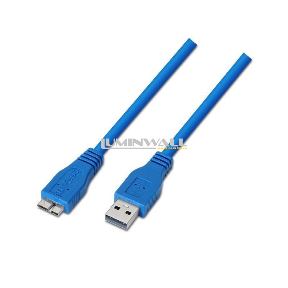 Cabo USB 3.2 Macho - Micro USB Macho 3.1 1M (Azul) AISENS