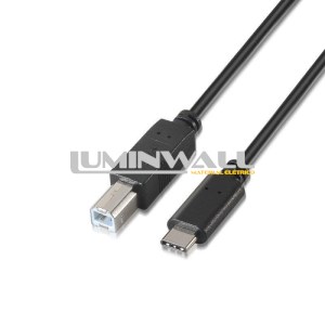 Cabo USB B Macho - USB C Macho 2.0 1M (Preto) AISENS