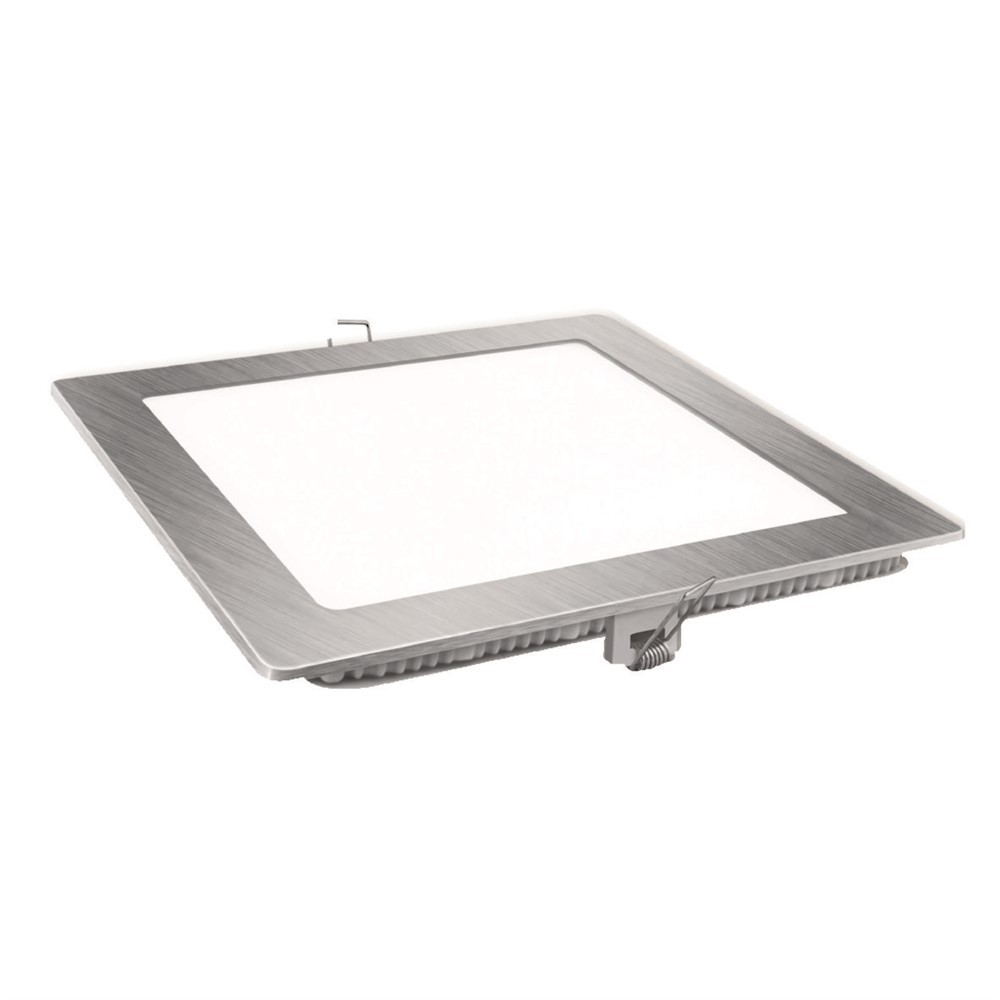 Downlight LED Quadrado Aço Escovado 12W 6400K