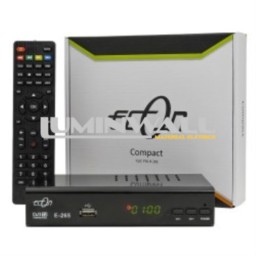 Receptor TDT + Cabo (DVB-T2/DVB-T/DVB-C) Full HD com Display/Botões Frontais ECON