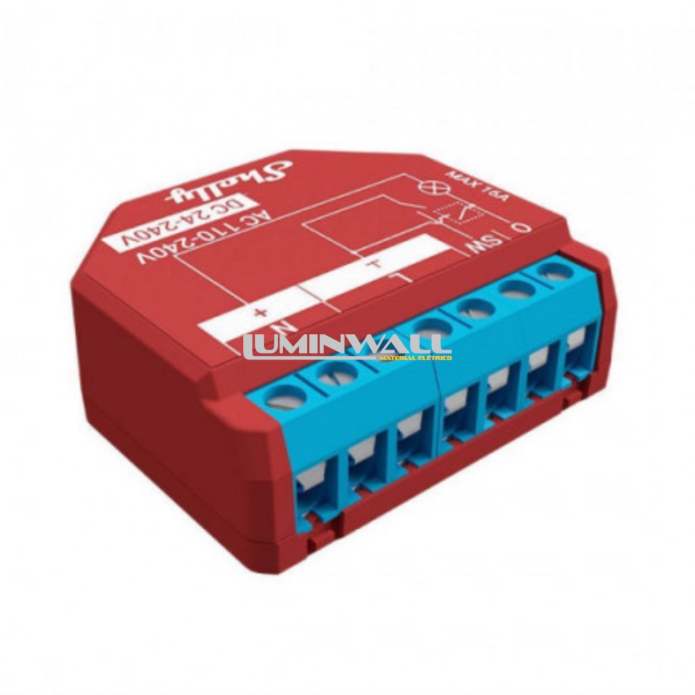 Módulo Interruptor p/ Autom. Wi-Fi/Bluetooh c/ Med. Cons. 110/230VAC; 24-240VDC 16A SHELLY Plus 1PM